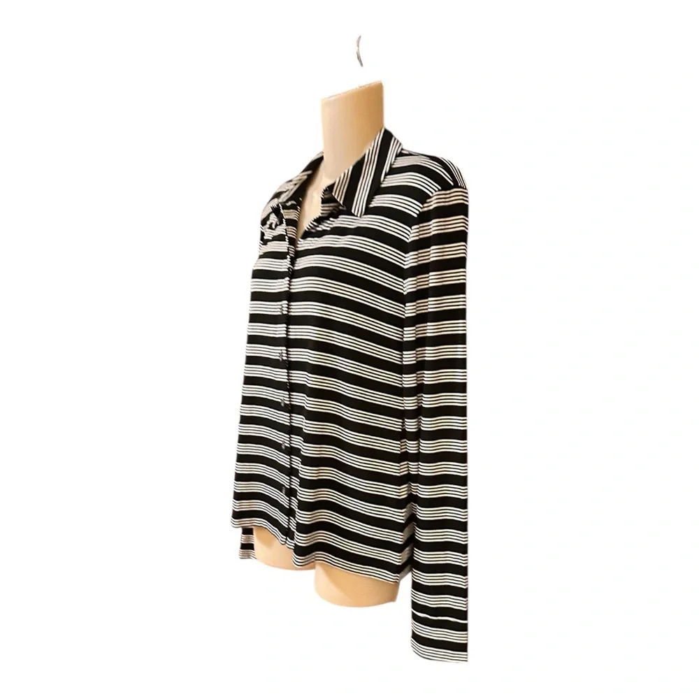 J. Crew Long-sleeve button-up‎ top in striped refined rib NWT